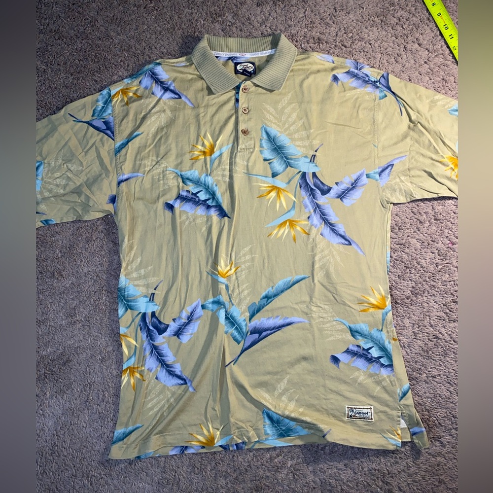 Tommy Bahama Original Island Size Large Polo Floral Cotton Beach Tree Dad Shirt - Picture 2 of 9